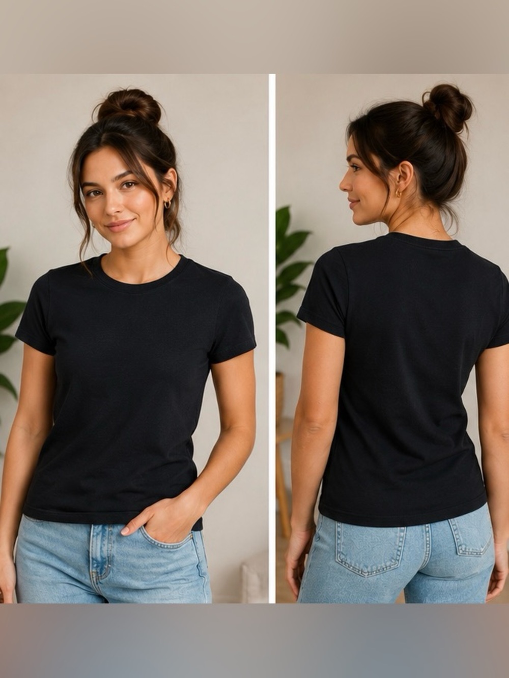 GAP Women’s Black Crew Neck T-Shirt Small Tall Soft Stretch Basic Tee